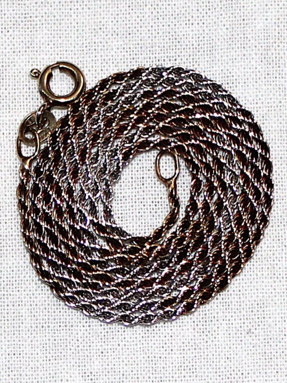 Sterling Silver Two Tone Rope Chain Necklace 20 Inches